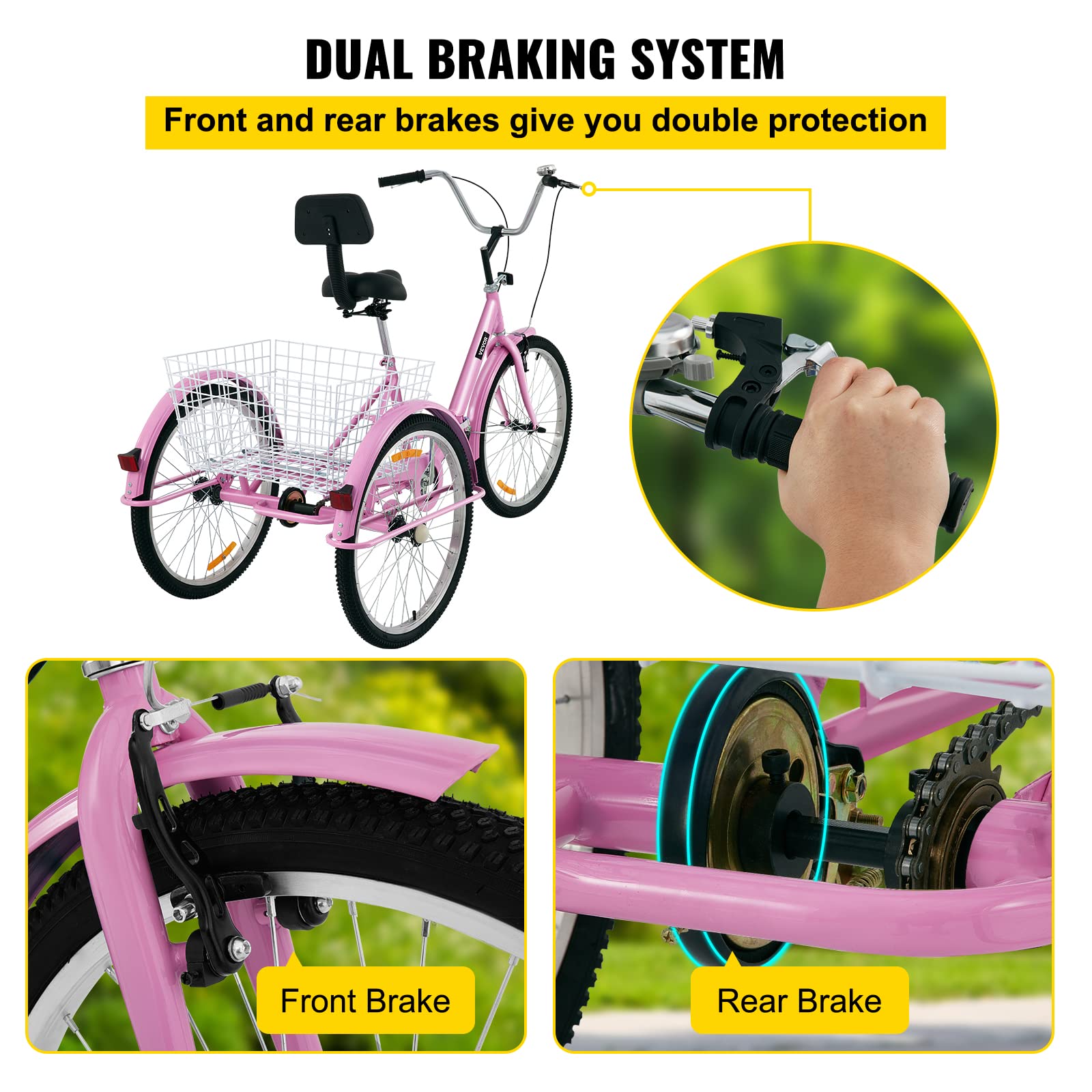 Amazon | Bkisy 三輪車 大人用 26インチ 1速 3輪自転車 大人用 3輪